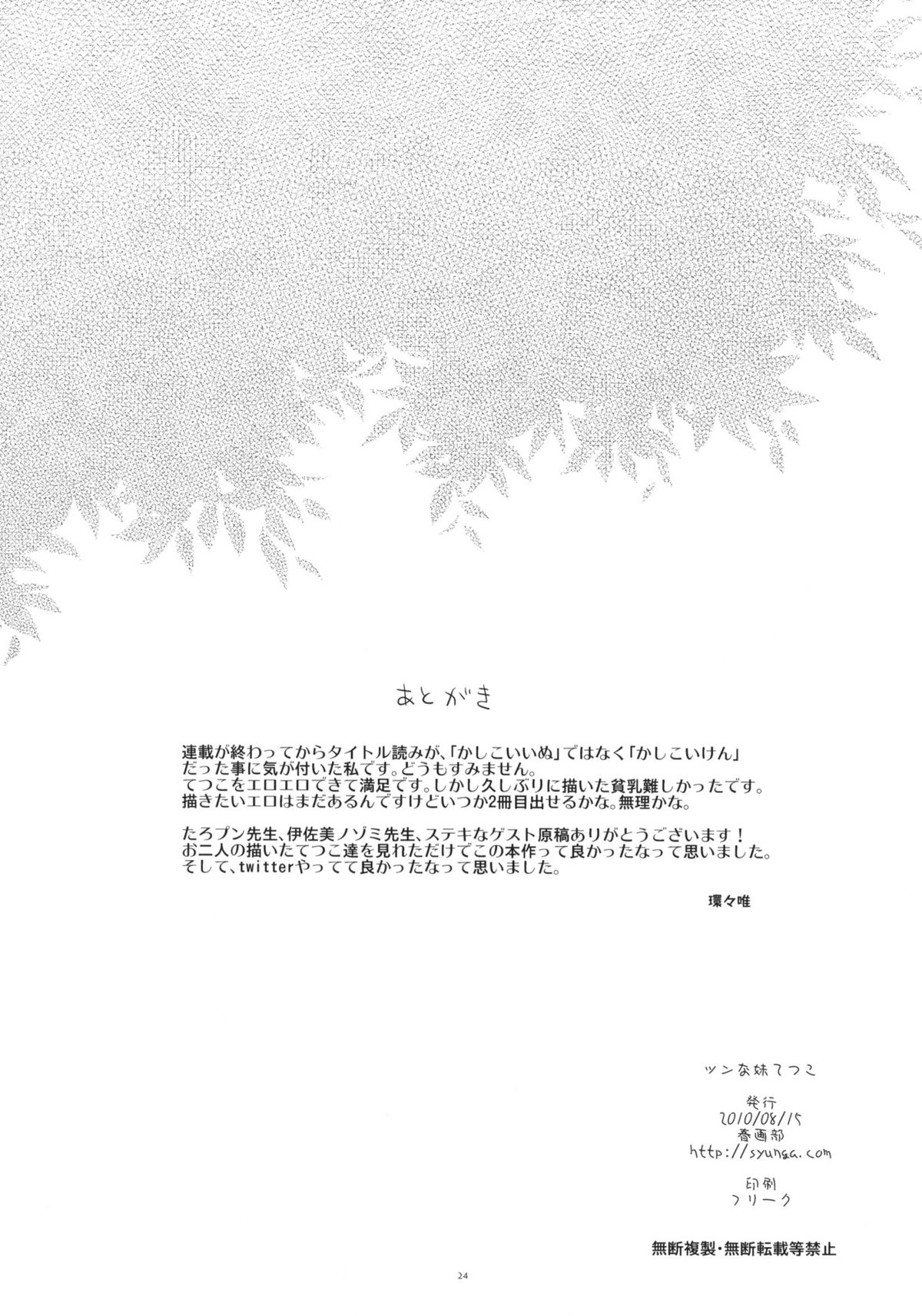 (C78) [Shungabu] Tsun na Imouto Tetsuko (Kashikoi Ken Rilienthal) (C78) (同人誌) [春画部] ツンな妹てつこ (賢い犬リリエンタール)
